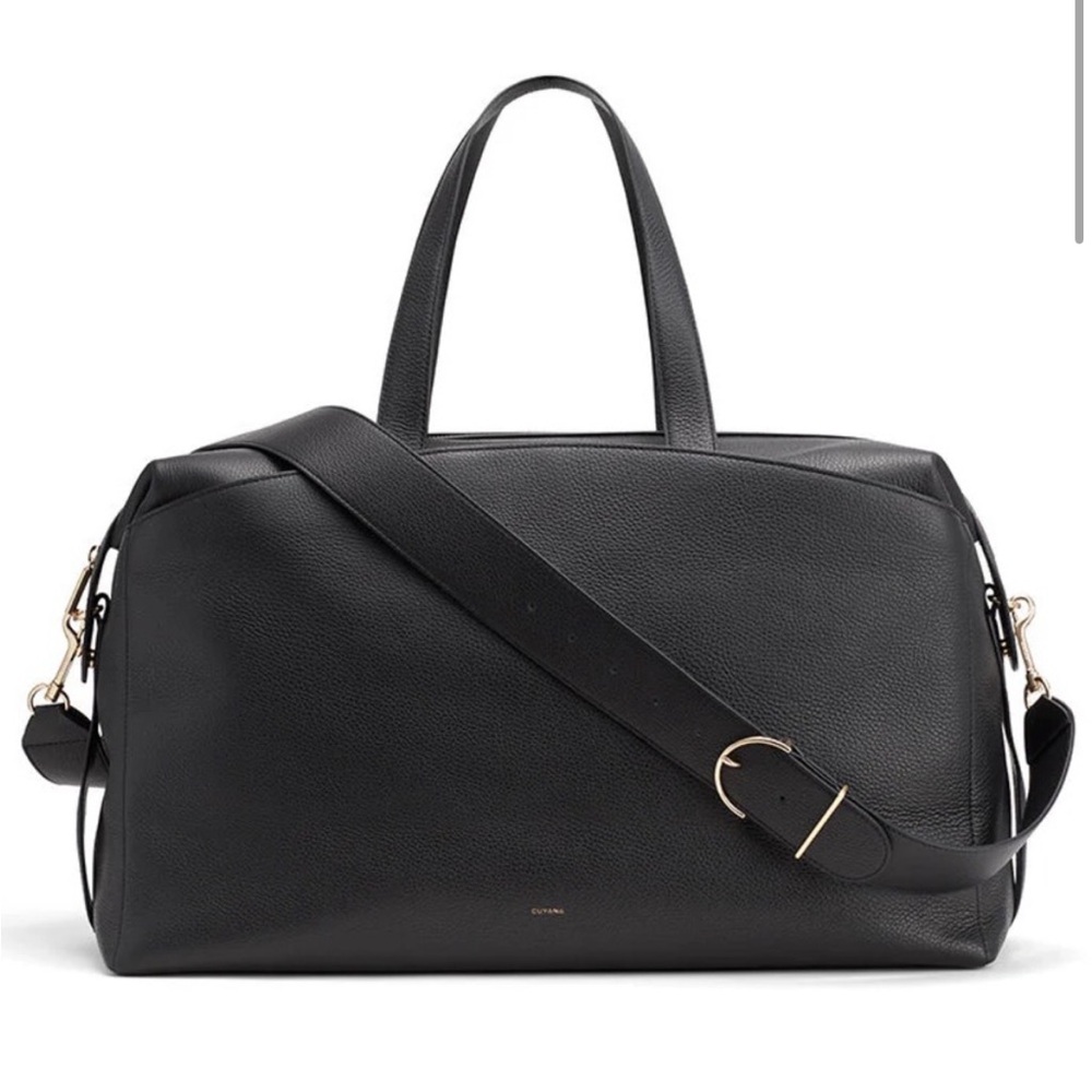 Cuyana Overnight Black Leather Bag